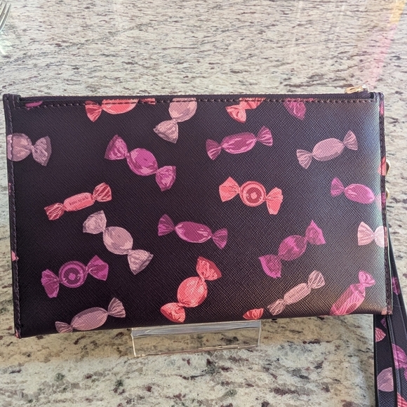 Kate Spade Purple Candy Print Double Zip Wristlet w/Detachable Strap EUC - Picture 6 of 9